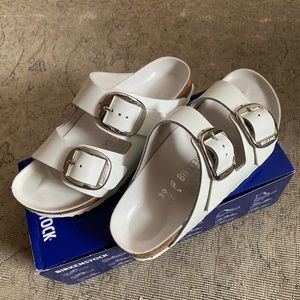 White Birkenstock Arizona Big Buckle